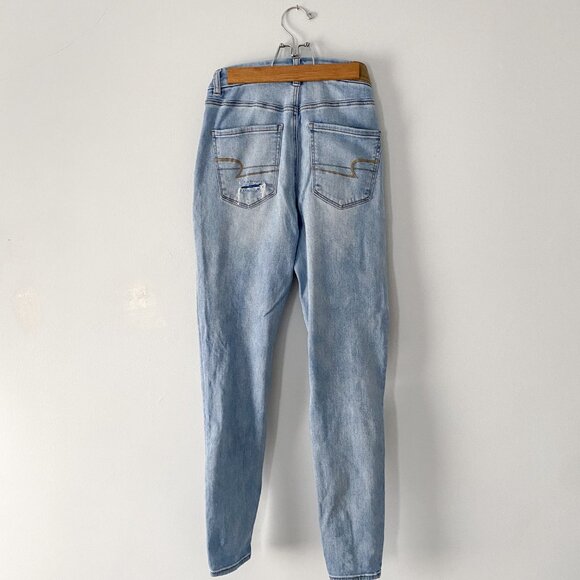 American Eagle Curvy Super High-Waisted Jegging Denim Distressed Jean - 6 Long - Picture 6 of 6